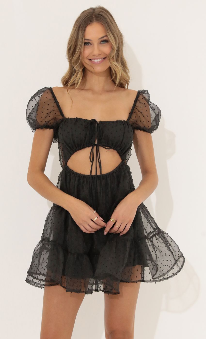Dotted Organza Dress in Black