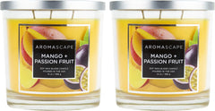 Aromascape 3 Wick Scented Jar Candle Mango Passion Fruit 2 Pack