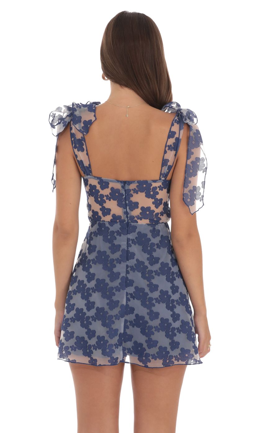Floral A line Dress in Navy