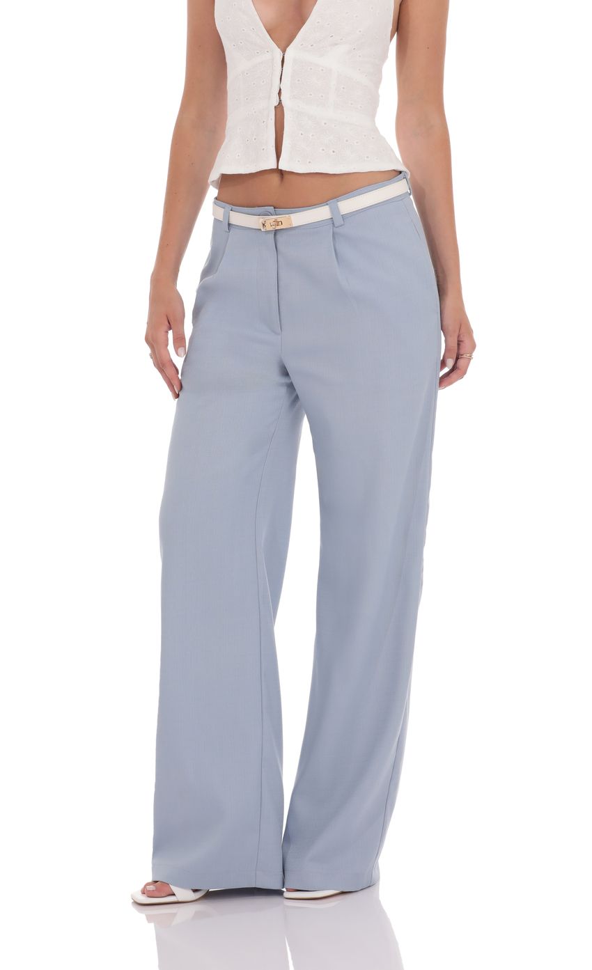 Wide Leg Linen Pants in Sky Blue