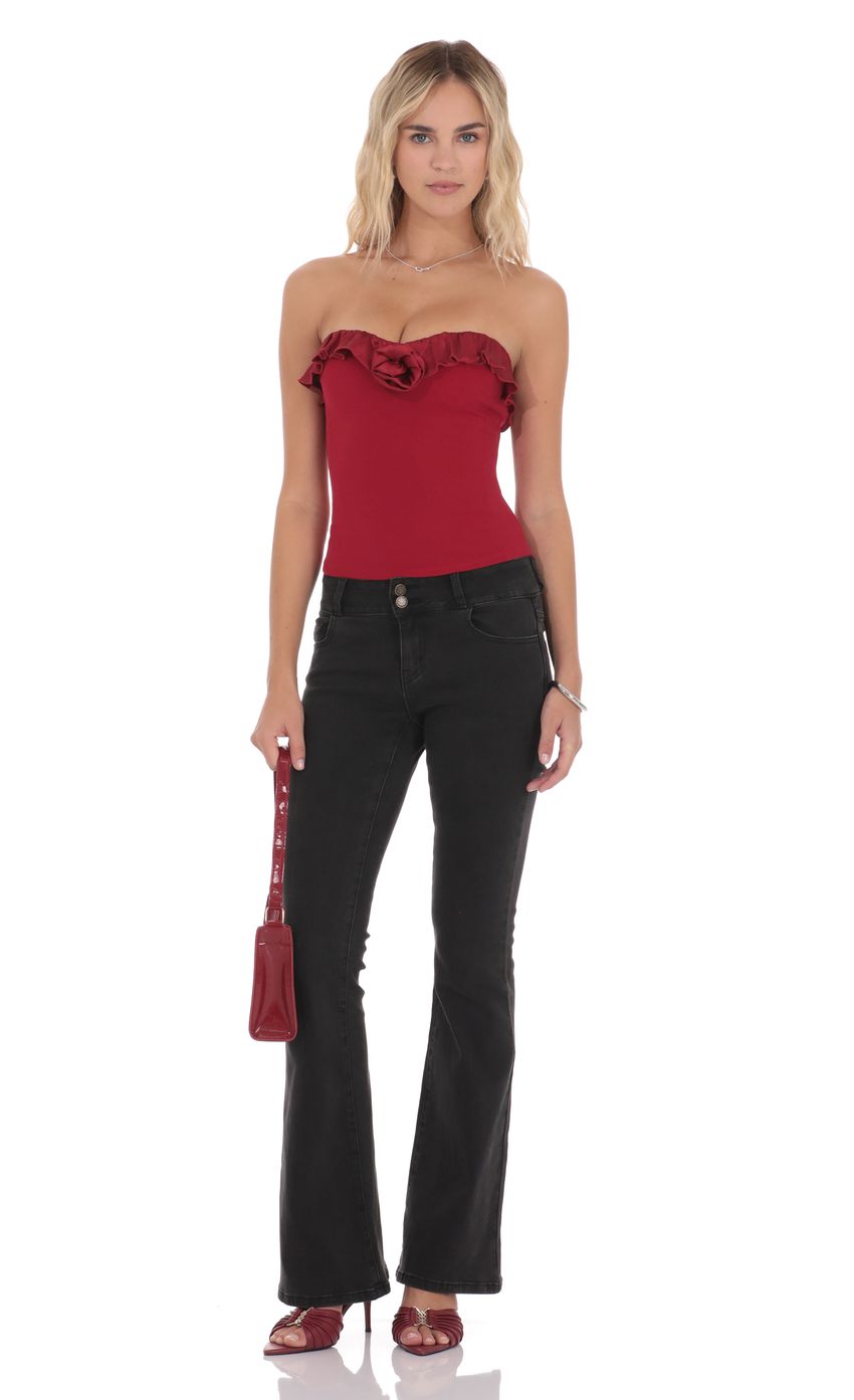 Satin Rosette Top in Red
