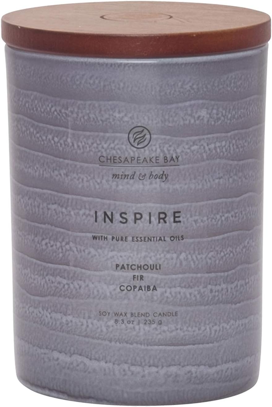 Candle Mind Body Serenity Scented Candle Inspire with Pure Essential Oils Patchouli Fir and Copaiba Medium