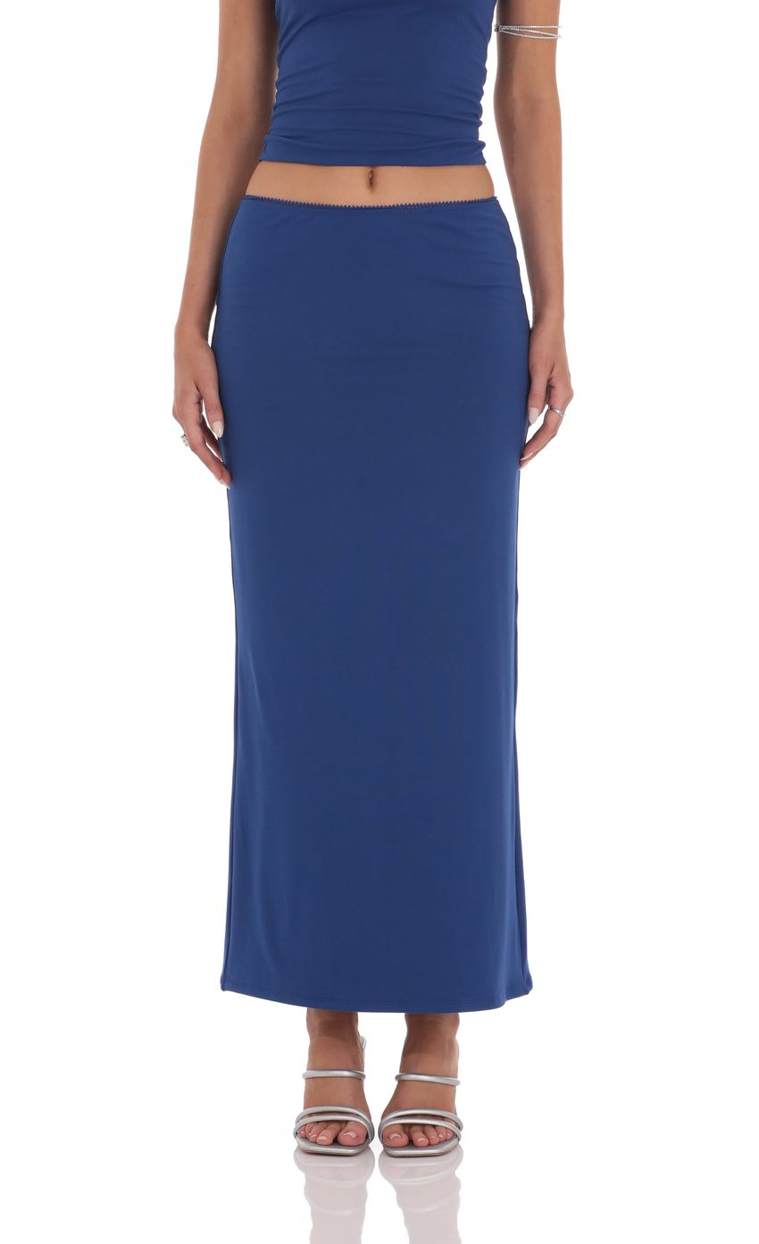 Two Piece Maxi Skirt Set in Blue
