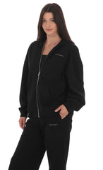 Oversize Zip Up Hoodie in Black