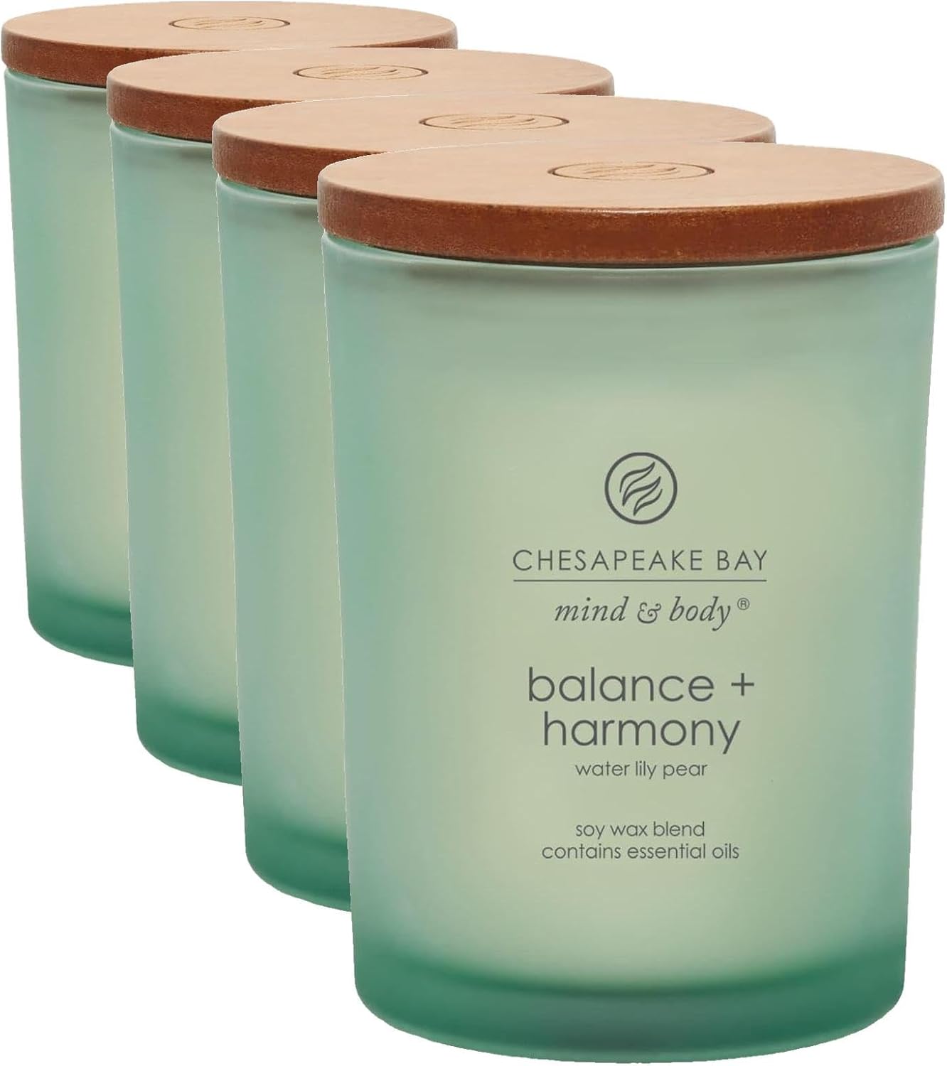 Balance Harmony Scented Candle Water Lily Pear Fragrance 50 Hours Burn Time Warm Decorative Soy Wax Blend Pack of 4
