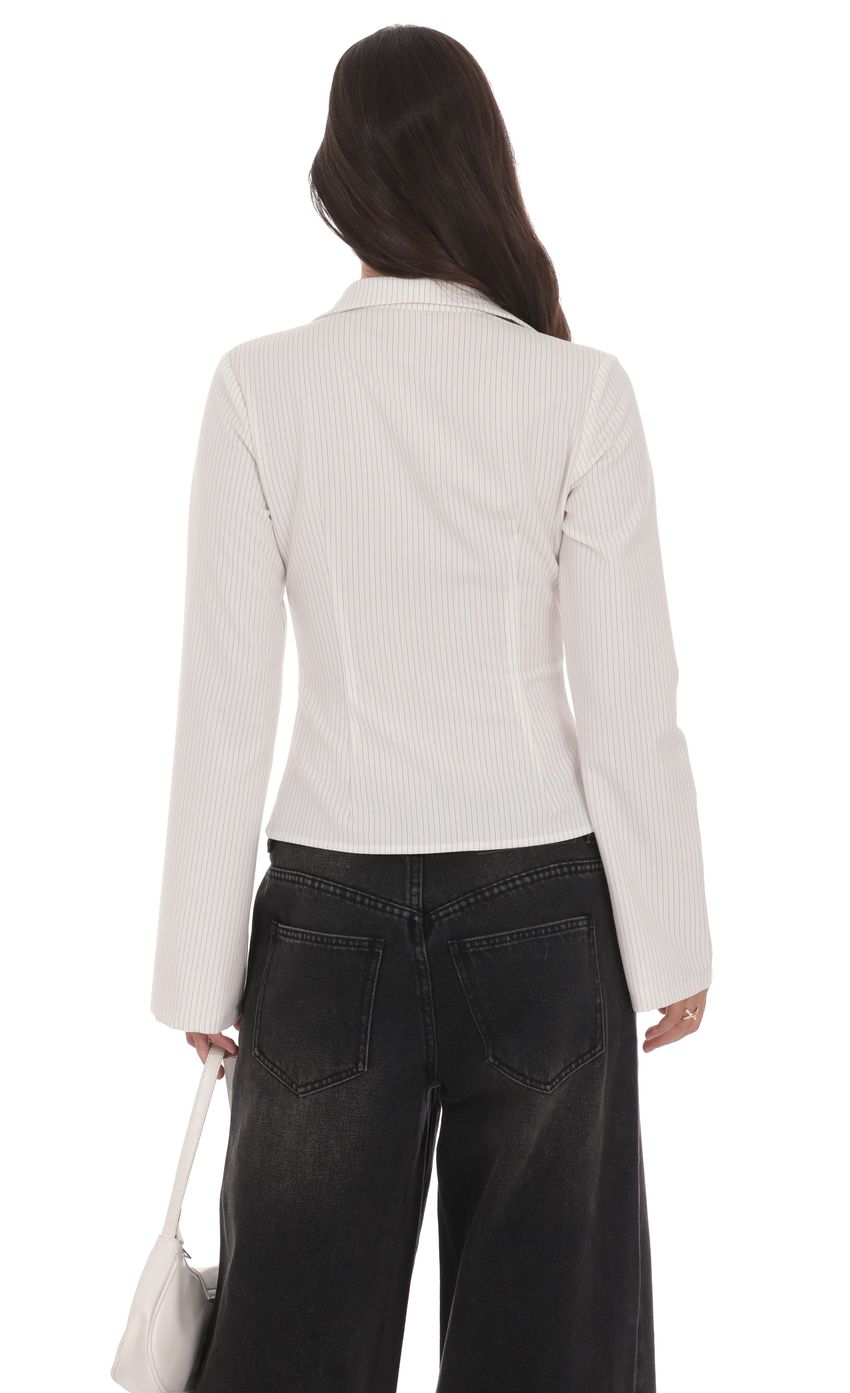 Pinstripe Button Up Shirt in White