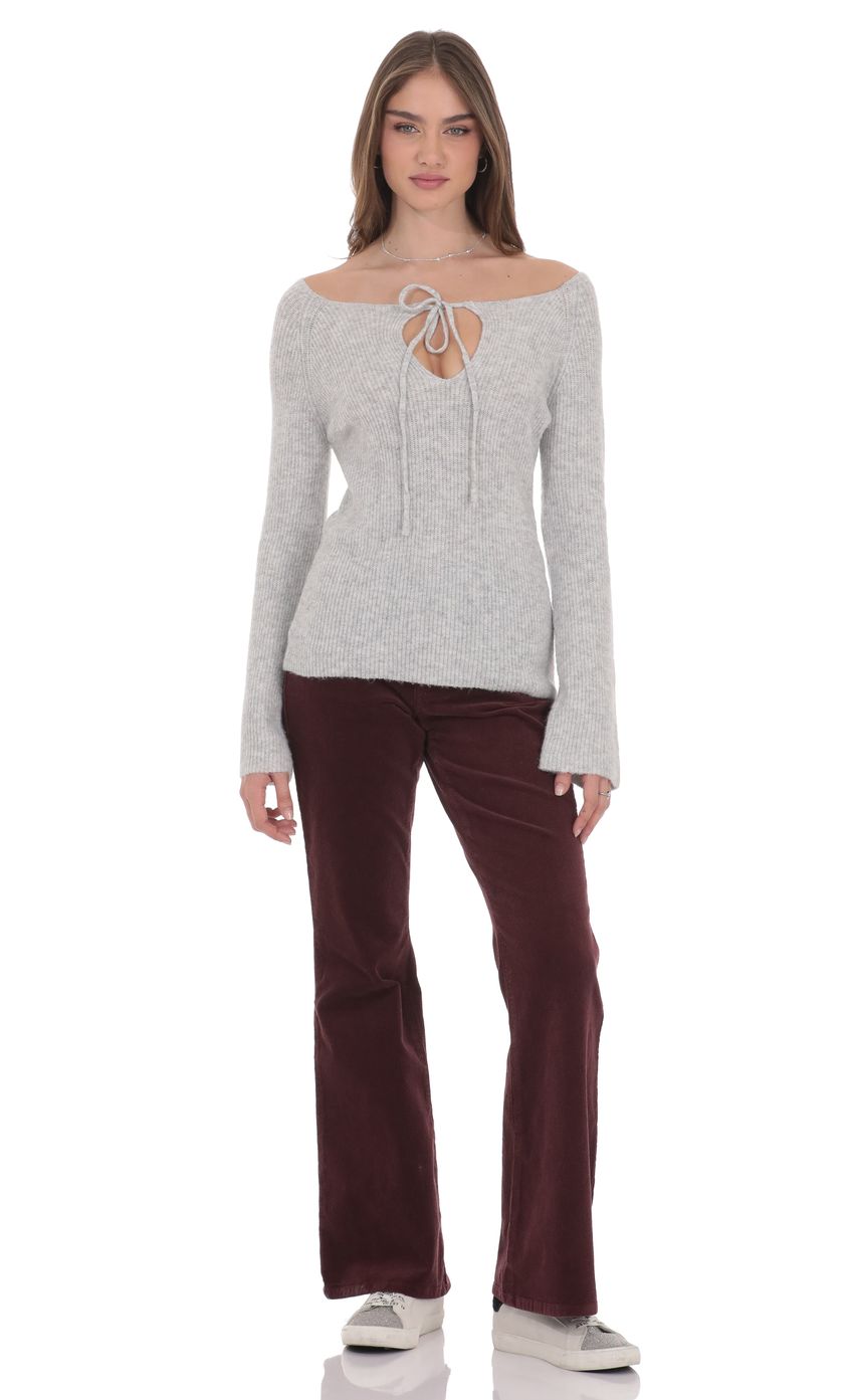 Knit Keyhole Jumper in Light Grey
