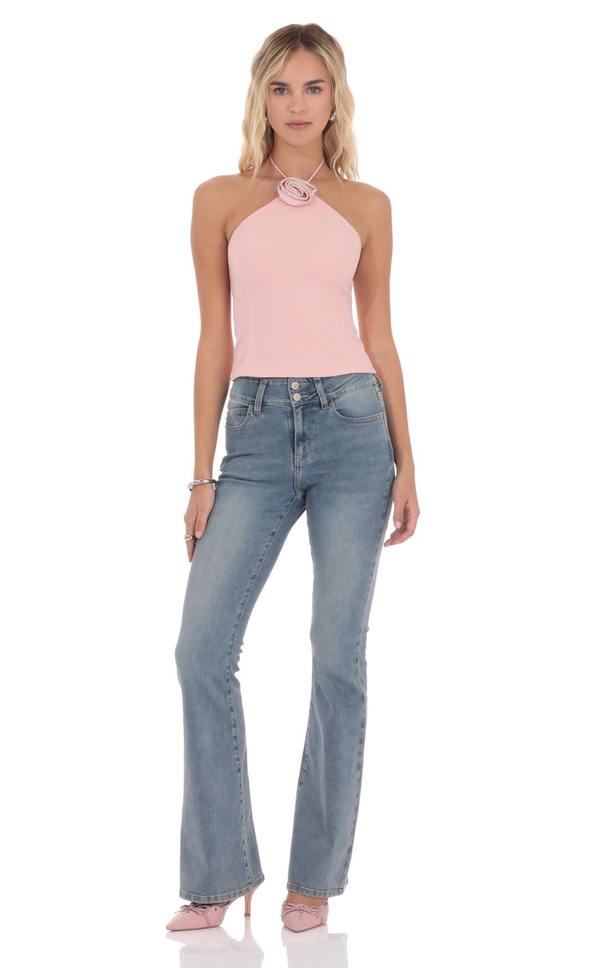 Rhinestone Rosette Top in Pink