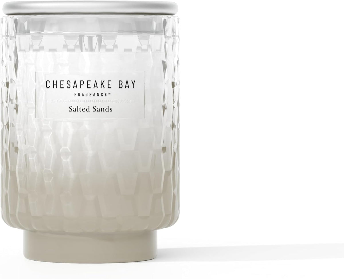 8oz Salted Sands Scented Candle Mood Evoking Fragrance Textured Sea Glass Inspired Jar Premium Soy Blend Wax with Essential Oils Coastal Fragrance for Home Décor or Gifting