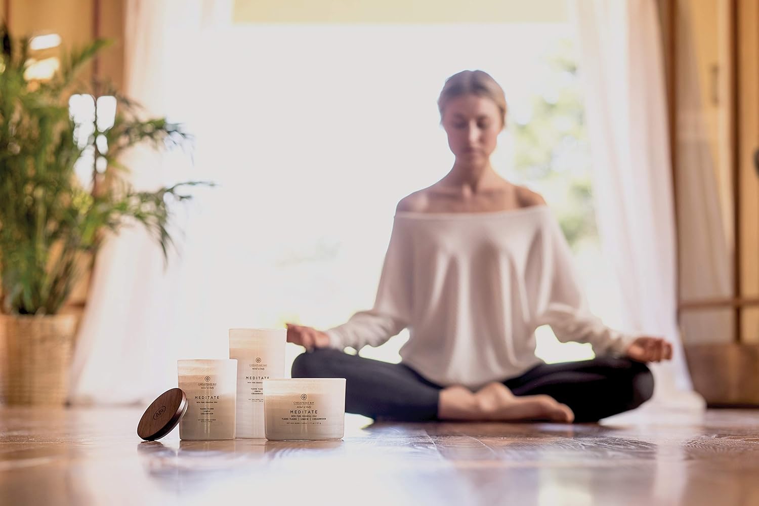 Candle Mind Body Serenity Scented Candle Meditate with Pure Essential Oils Ylang Ylang Lemon Cedarwood Large