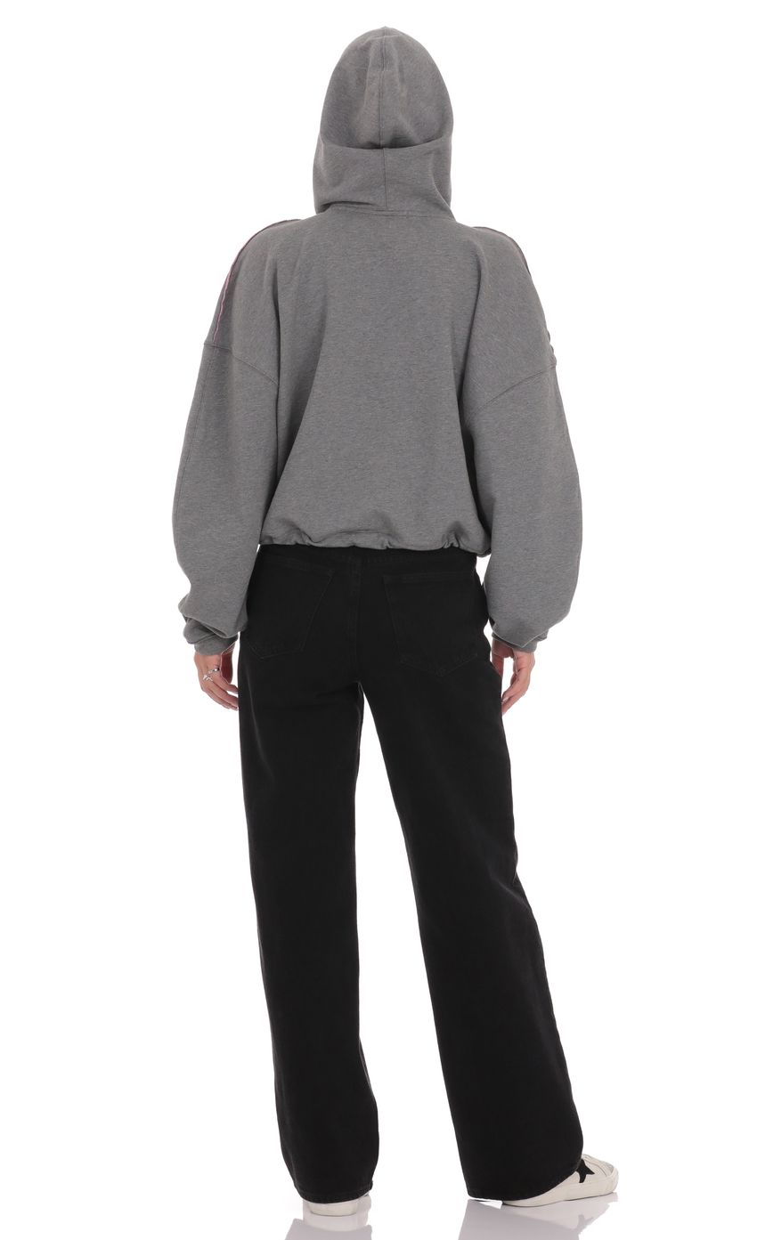Two Toned Cropped Hoodie in Grey