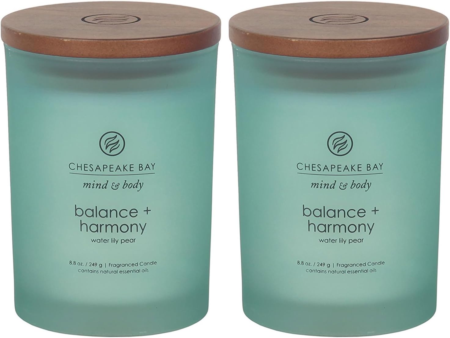 Balance Harmony Scented Candles Water Lily Pear Fragrance Medium Size Natural Soy Wax 50 Hours Burn Time Pack of 2