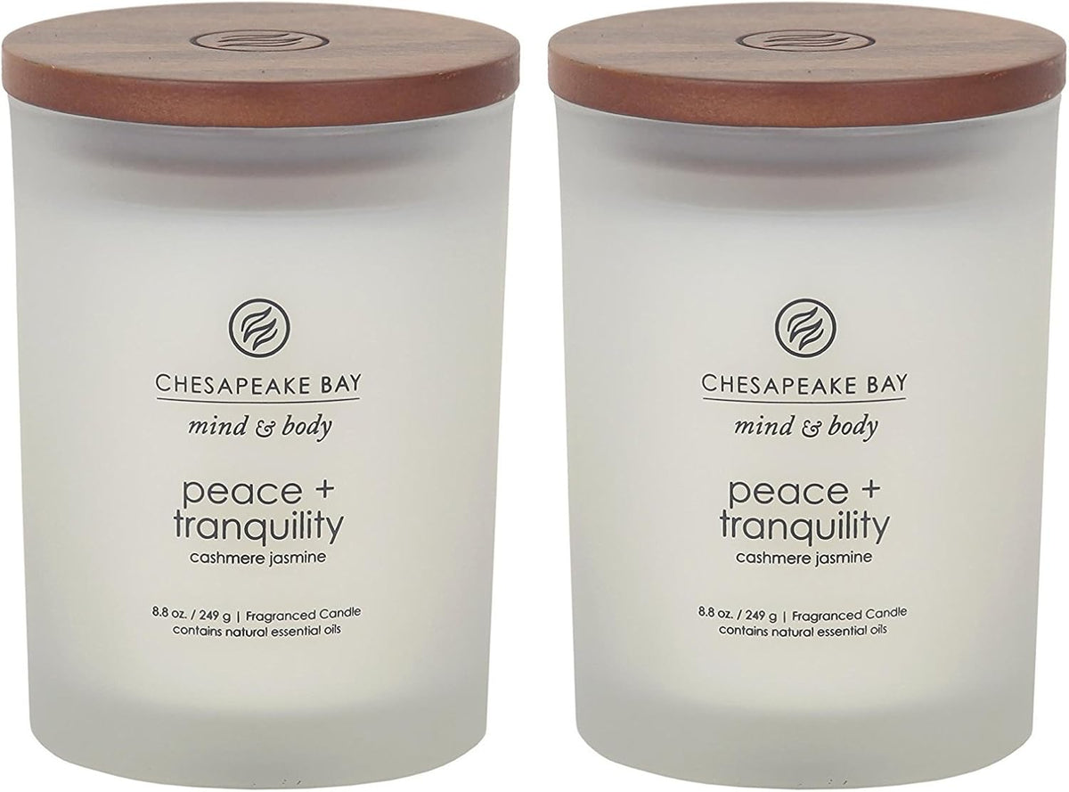 Candle Peace Tranquility Cashmere Jasmine Scented Candles Medium Size 2 Pack Perfect for Home Décor Relaxation and Gifting
