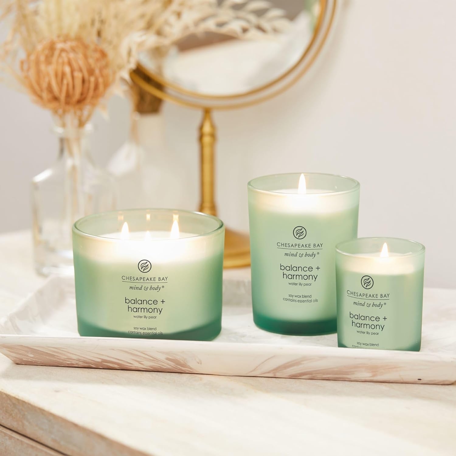 Candle Scented Candle Balance Harmony Water Lily Pear Coffee Table Home Décor