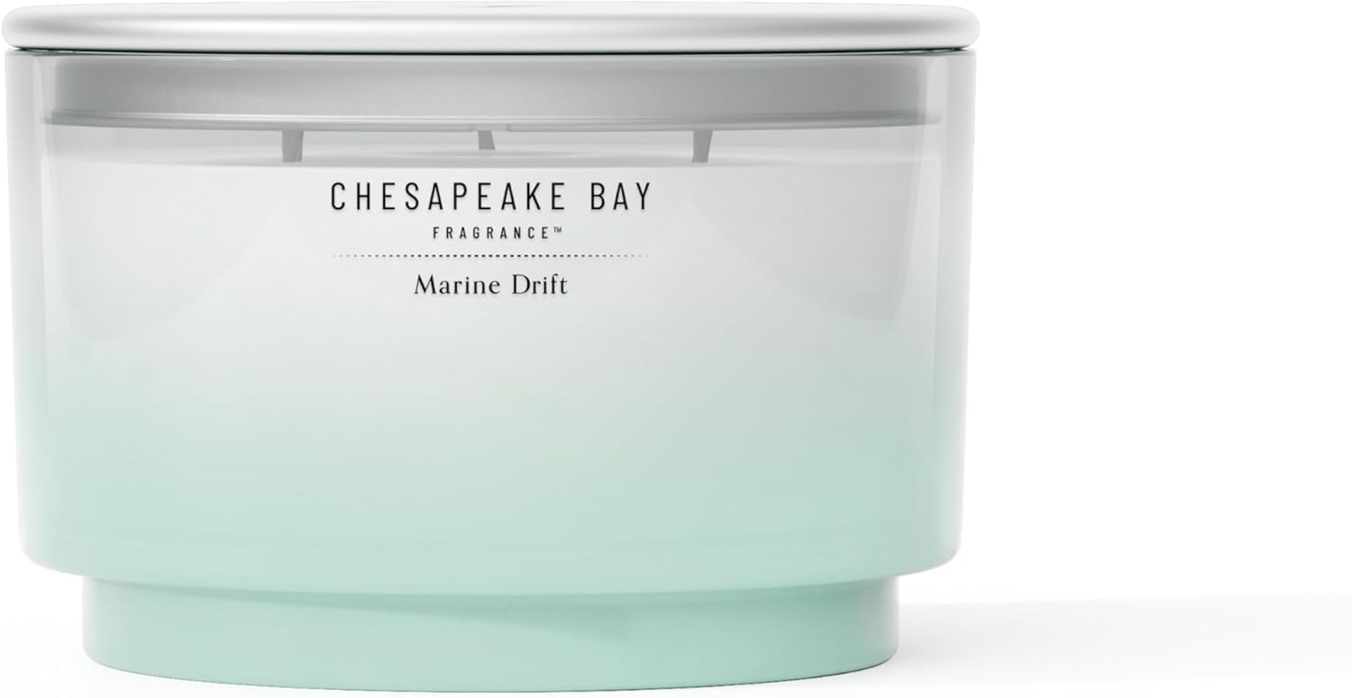 145oz Marine Drift Scented Candle Mood Evoking Fragrance Sea Glass Inspired Jar Premium Soy Blend Wax with Essential Oils Coastal Fragrance for Home Décor or Gifting