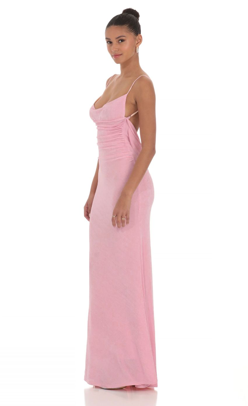 Lace Open Back Maxi Dress in Pink