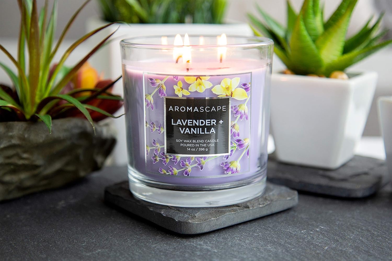 Aromascape 3 Wick Scented Jar Candle Lavender Vanilla