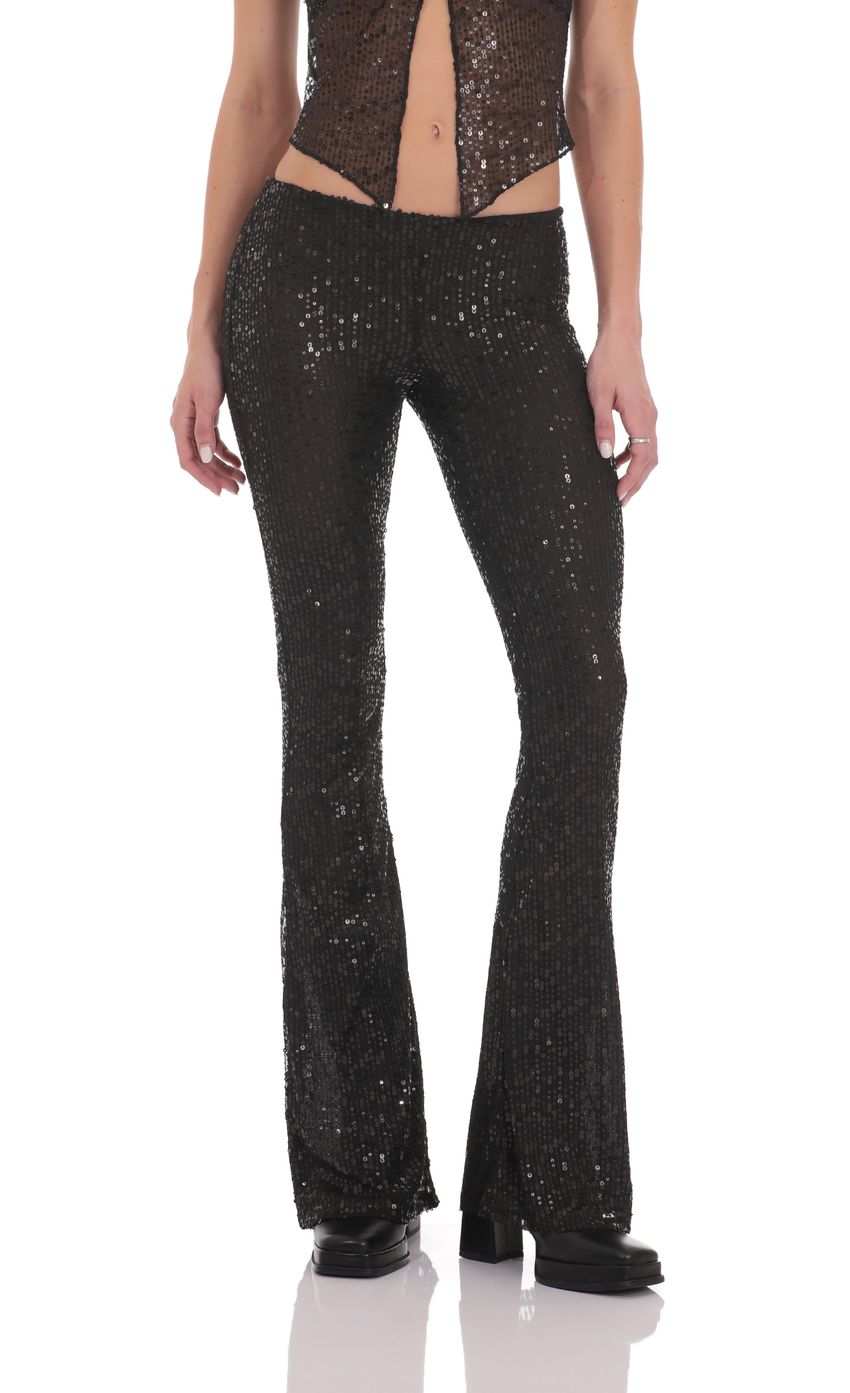 Flyaway Sequin Two Piece Set in Black