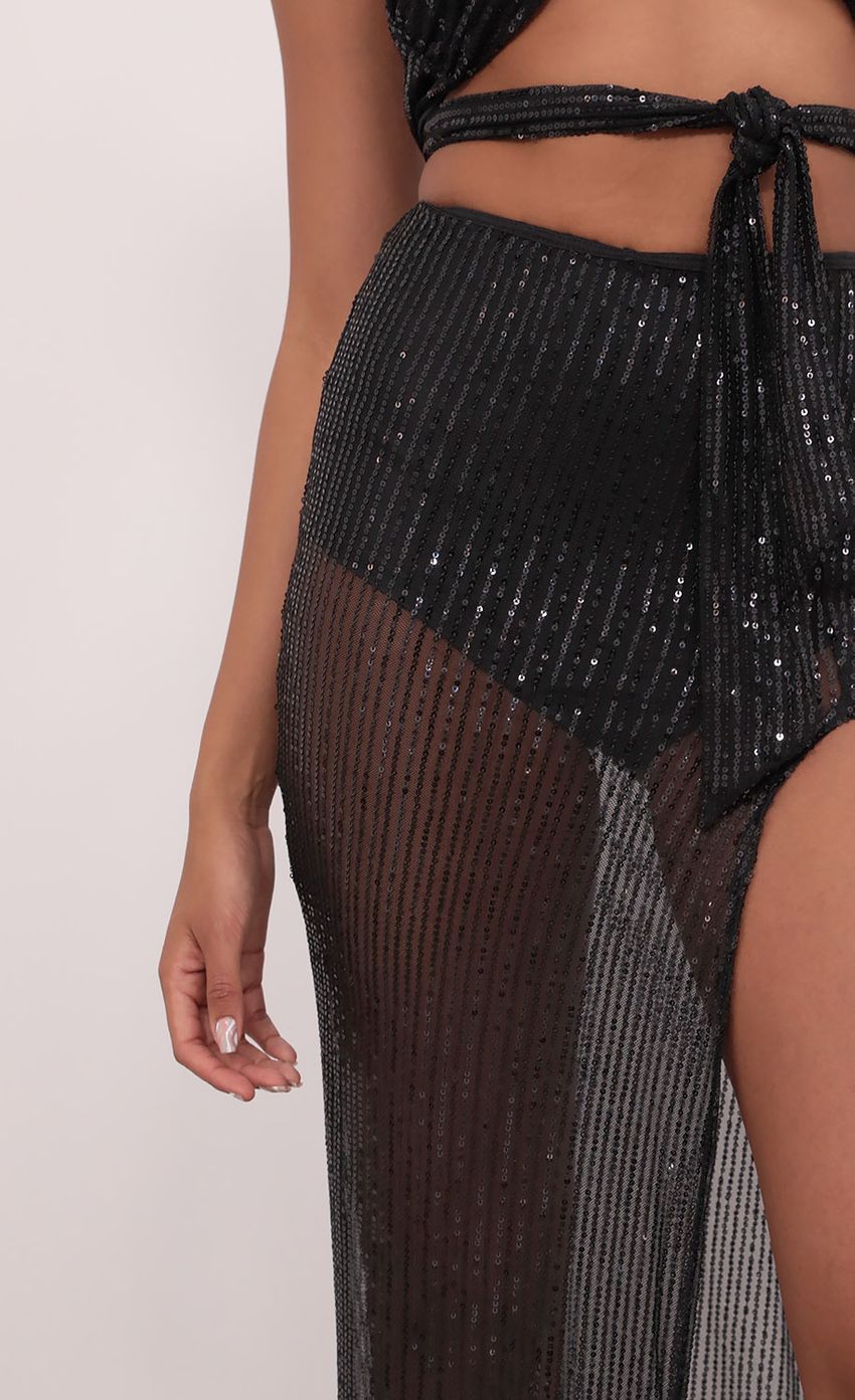 Ruched Sequin Set in Black
