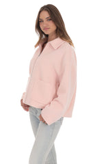 Fuzzy Zip Up Jacket in Pink