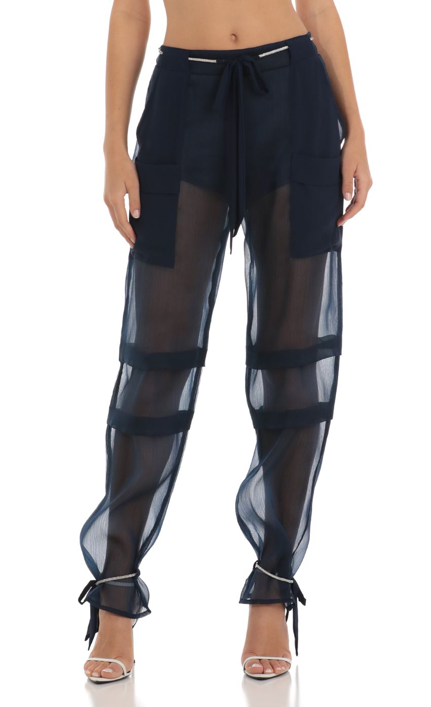 Rhinestone Pants in Navy