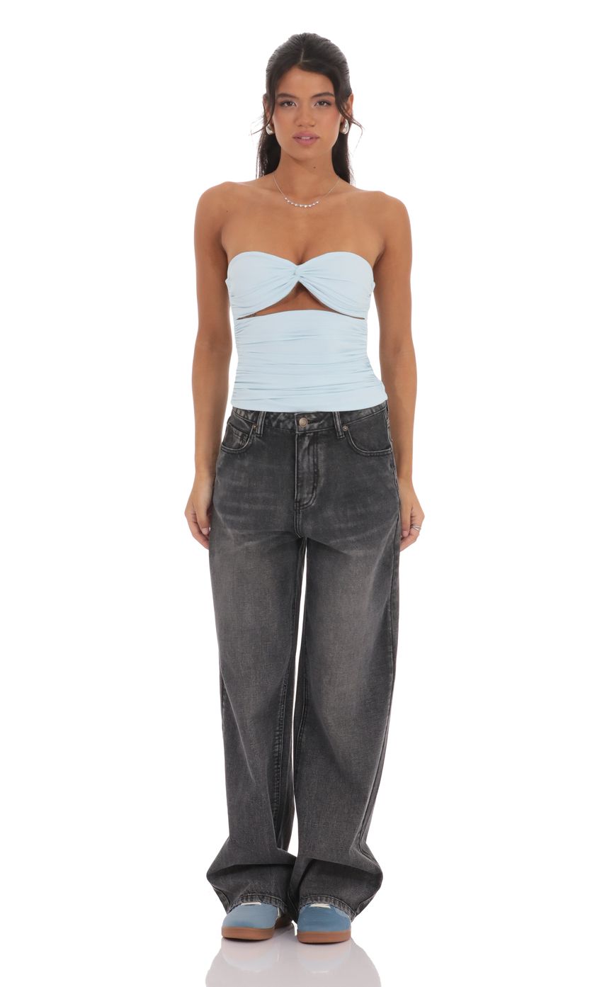 Two Piece Cutout Top in Light Blue