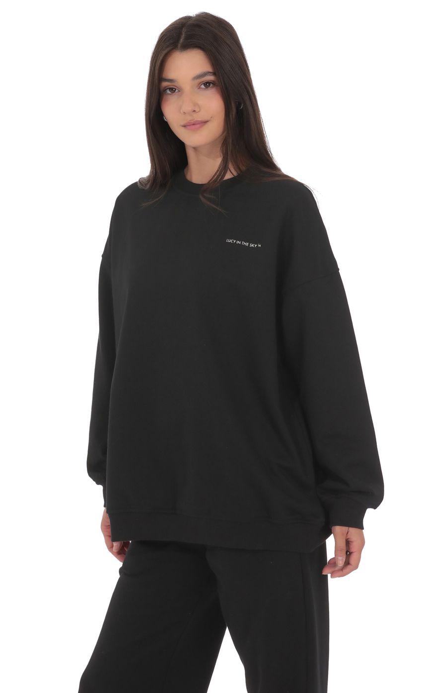 Lucy Oversized Crewneck in Black