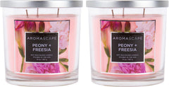 Aromascape PT40501 2 3 Wick Scented Jar Candle Peony and Freesia 2 Count
