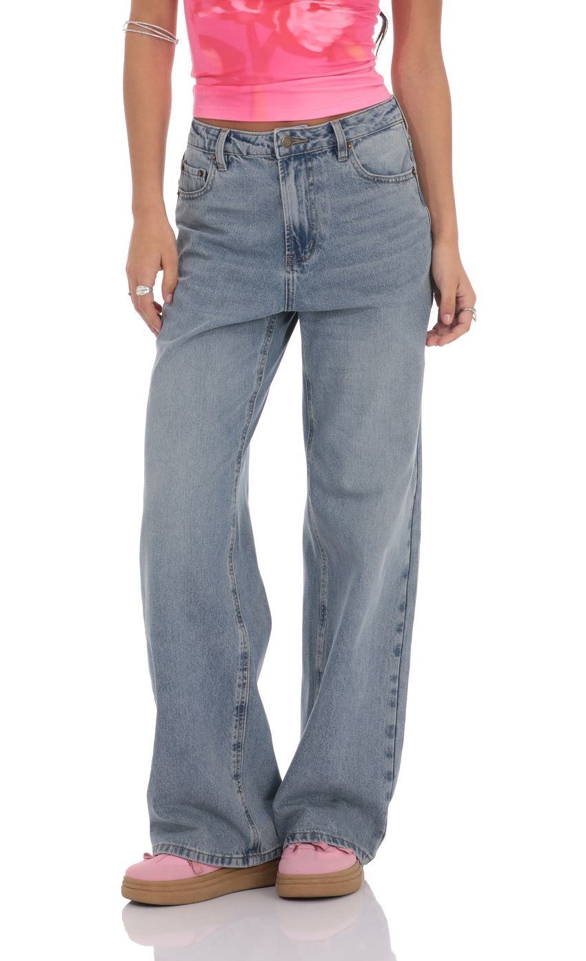 High Rise Wide Leg Jeans in Faded Denim
