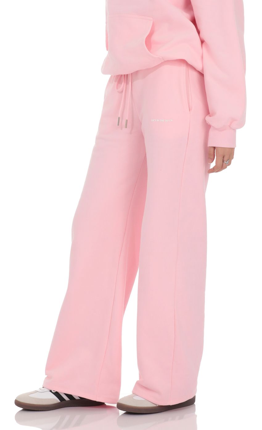 Fleece Straight Sweatpants in Pink