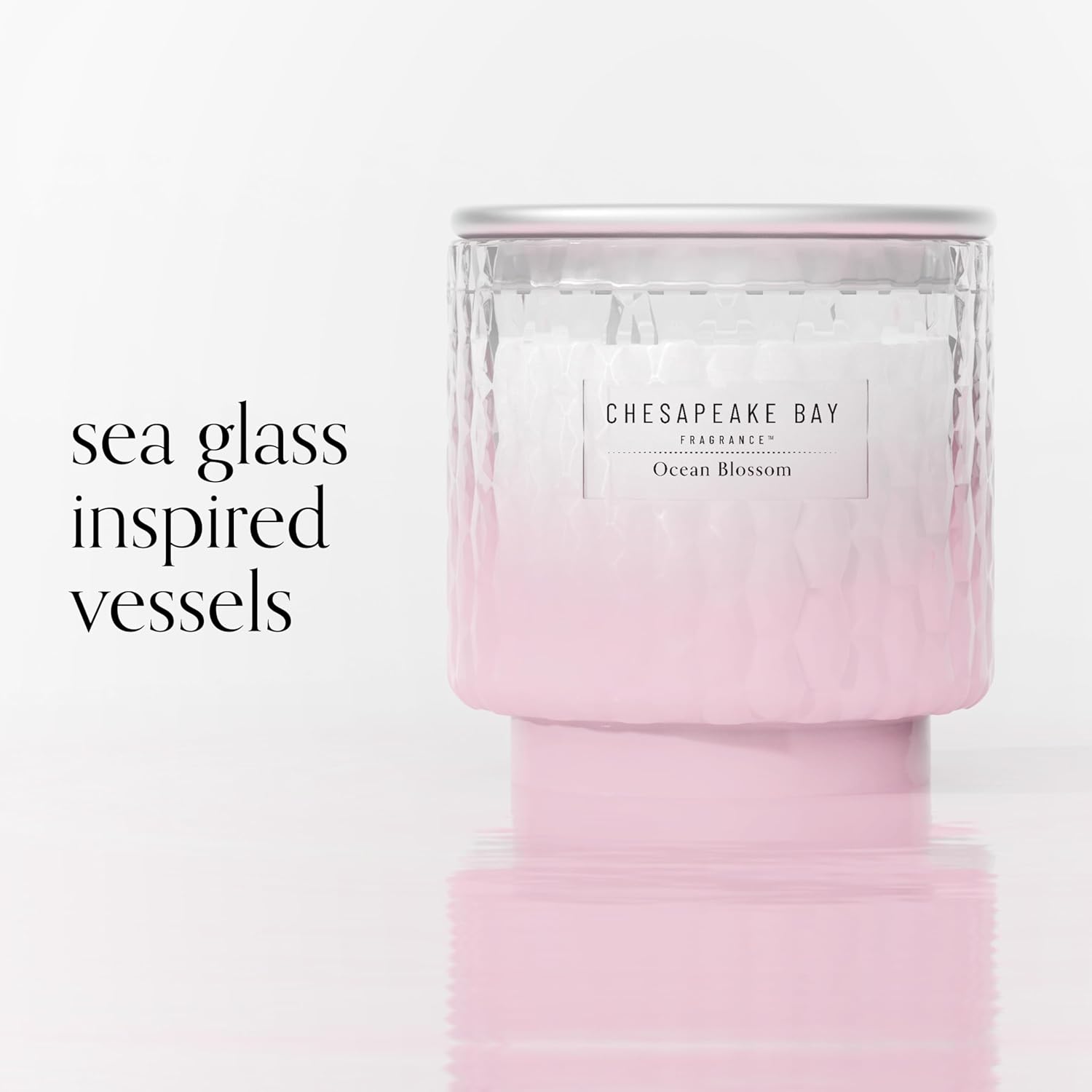 11oz Ocean Blossom Scented Candle Mood Evoking Fragrance Textured Sea Glass Inspired Jar Premium Soy Blend Wax with Essential Oils Coastal Fragrance for Home Décor or Gifting