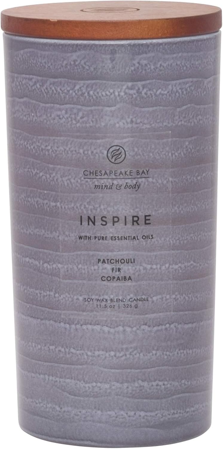 Candle Mind Body Serenity Scented Candle Inspire with Pure Essential Oils Patchouli Fir and Copaiba Large