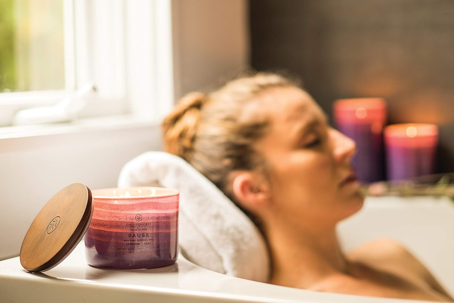 Candle Mind Body Serenity Scented Candle Pause with Pure Essential Oils Lavender and Sage Large