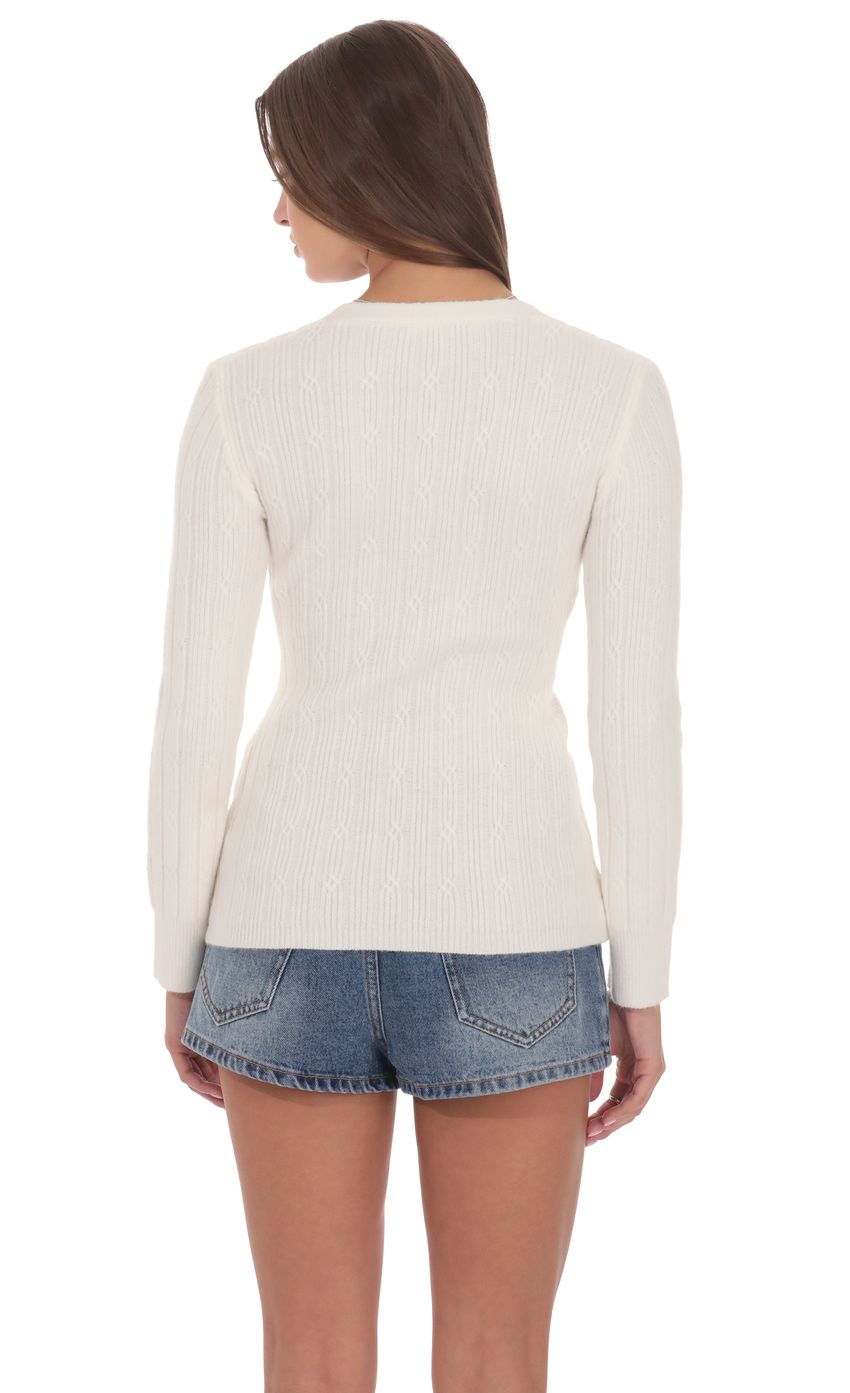 Knit Asymmetrical Cardigan in Ivory