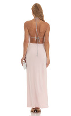 Two Toned Sequin Bikini Cutout Dress in Pink