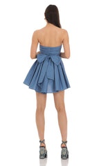 Strapless A line Dress in Blue