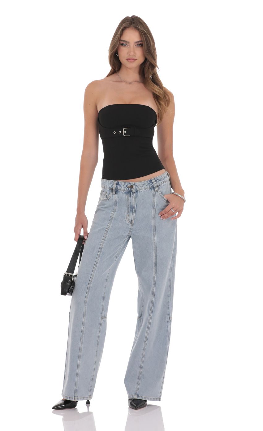 Relaxed Mid Rise Jeans in Light Blue