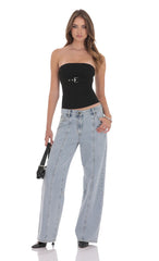 Relaxed Mid Rise Jeans in Light Blue