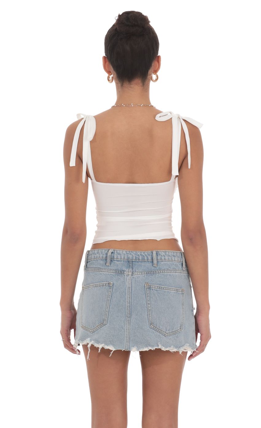 Shoulder Ties Twist Top in White