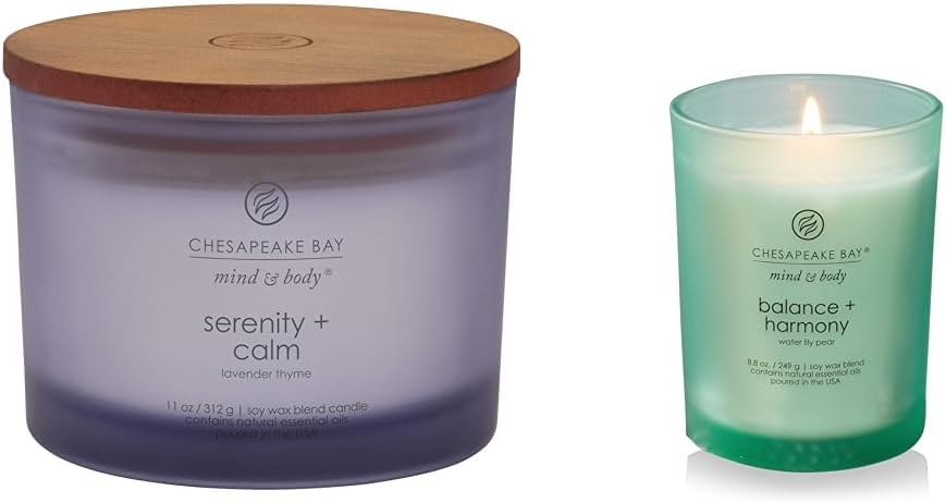 Candle Scented Candle Serenity Calm Lavender Thyme Coffee Table Home Décor Scented Candle Balance Harmony Water Lily Pear Medium Home Décor