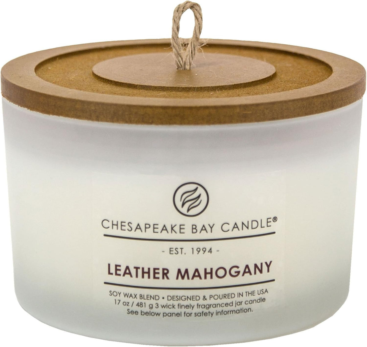 Candle PT40031 Candle 3 Wick Scented Candle Leather Mahogany Coffee Table Jar