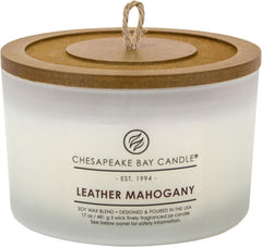 Candle PT40031 Candle 3 Wick Scented Candle Leather Mahogany Coffee Table Jar
