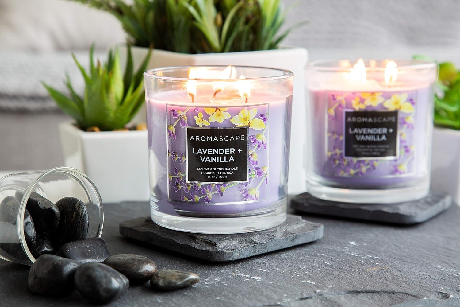 Aromascape 3 Wick Scented Jar Candle Lavender Vanilla