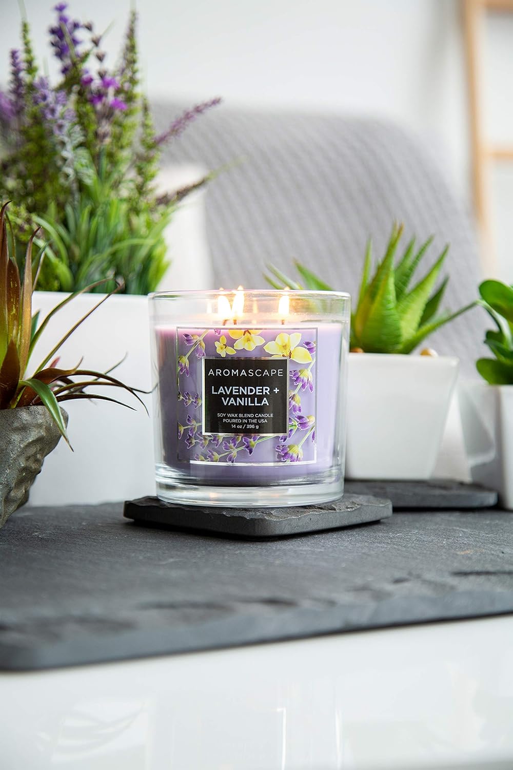 Aromascape 3 Wick Scented Jar Candle Lavender Vanilla