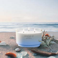 145oz Serene Waters Scented Candle Mood Evoking Fragrance Sea Glass Inspired Jar Premium Soy Blend Wax with Essential Oils Coastal Fragrance for Home Décor or Gifting