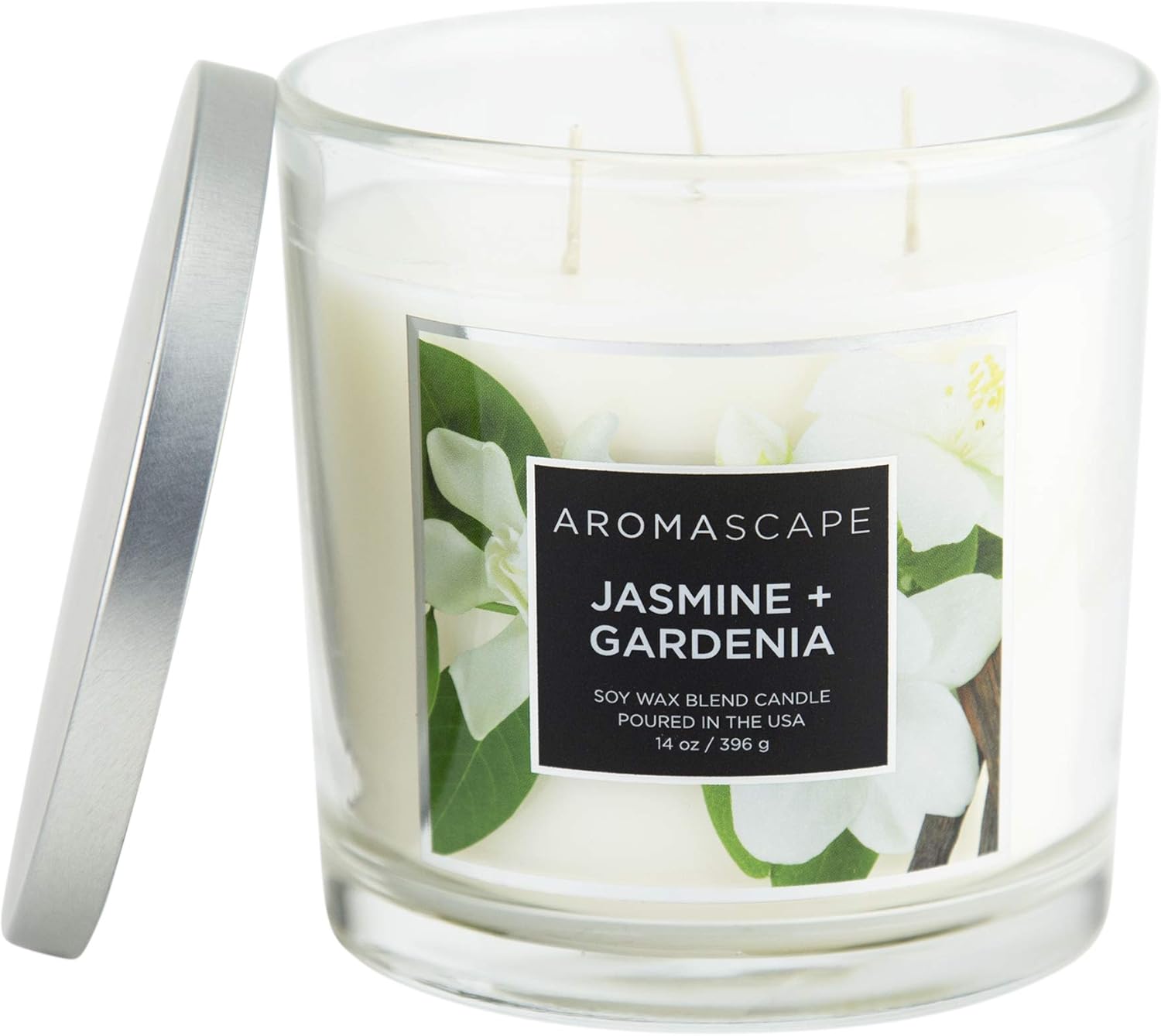 Aromascape 3 Wick Scented Jar Candle Jasmine Gardenia 2 Pack