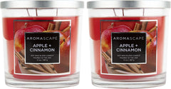 Aromascape 3 Wick Scented Jar Candle Apple Cinnamon 2 Pack
