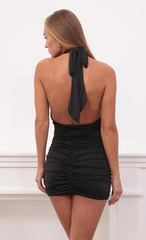 Ruched Bodycon Dress in Black
