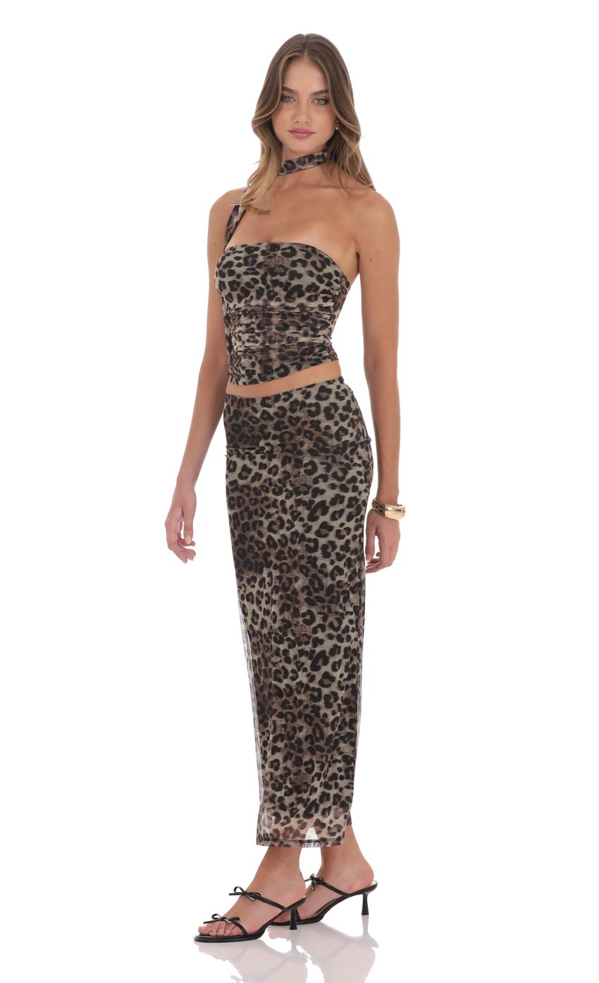 Mesh Maxi Skirt in Cheetah Print