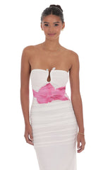 Embellished Floral Bodycon Maxi Dress in White